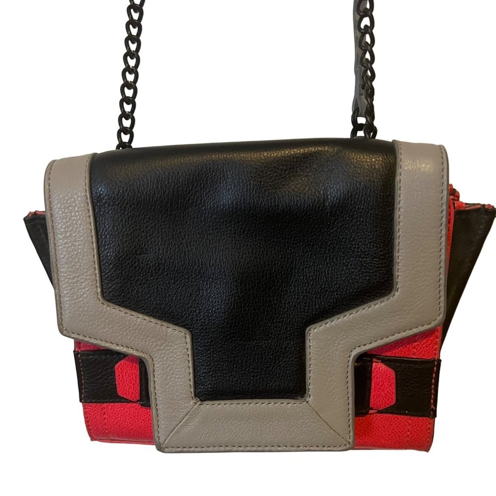 Vince Camuto Leather Purse Pink Black 8 x 7 Adjustable Shoulder Strap